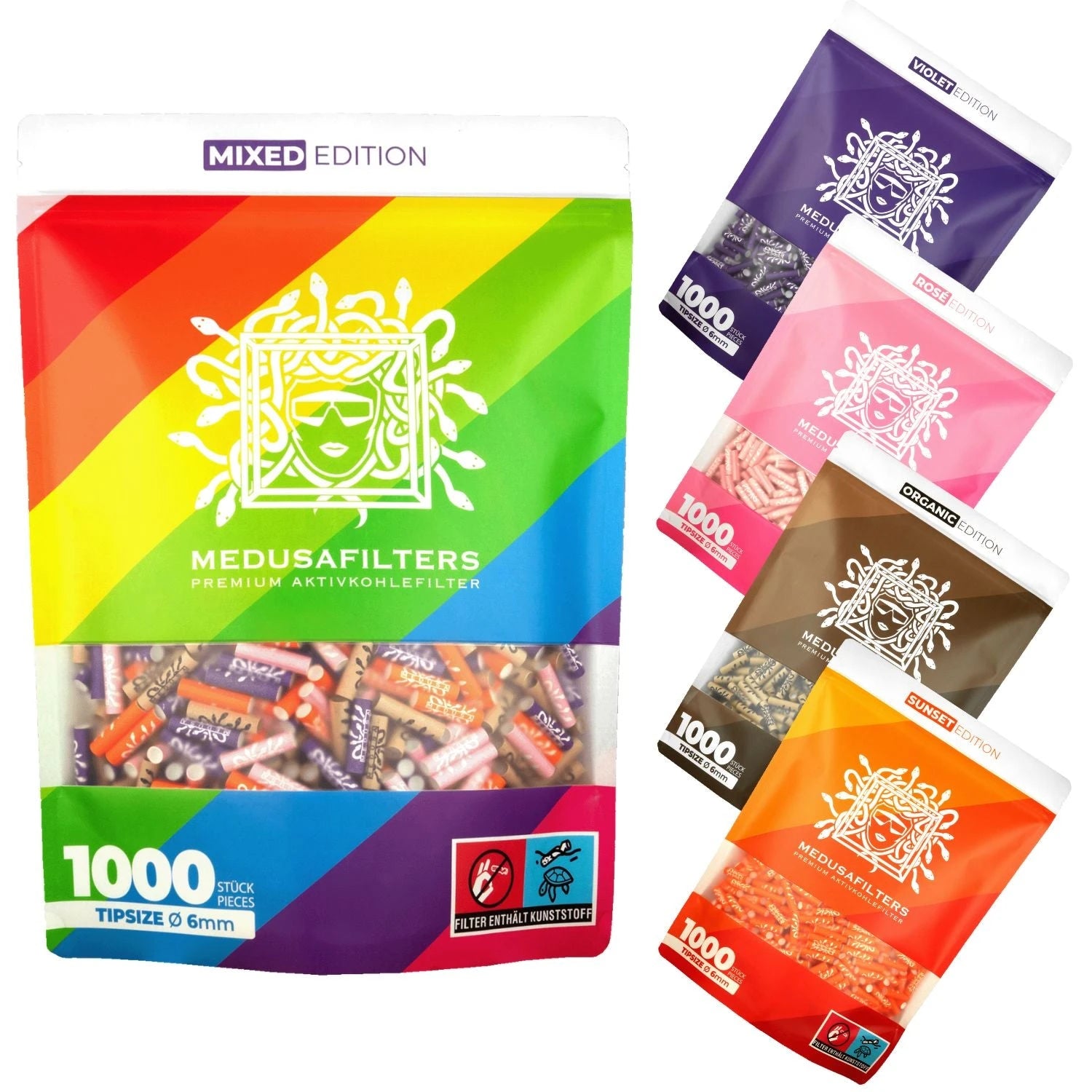 Medusafilters Aktivkohlefilter (1000 Stück) - verschiedene Farben Medusafilters
